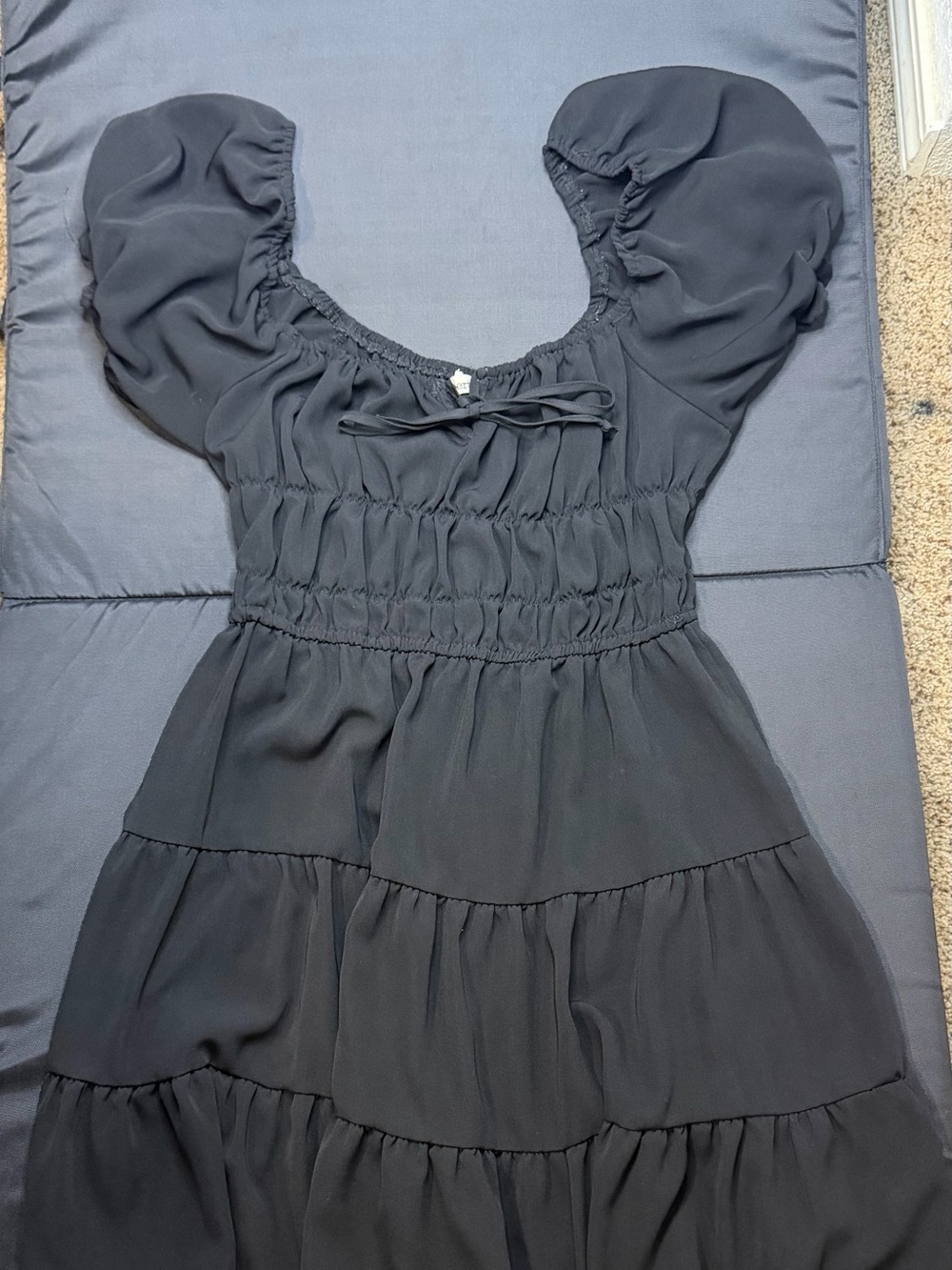 Liberty Love Black Dress with Shirred Bodice